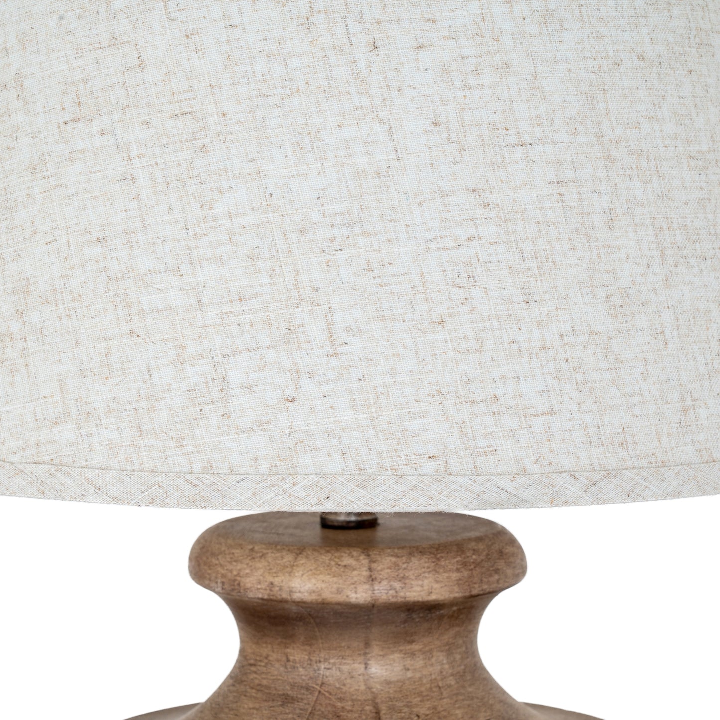 Valencia Carved Wood Table Lamp — Linen Shade