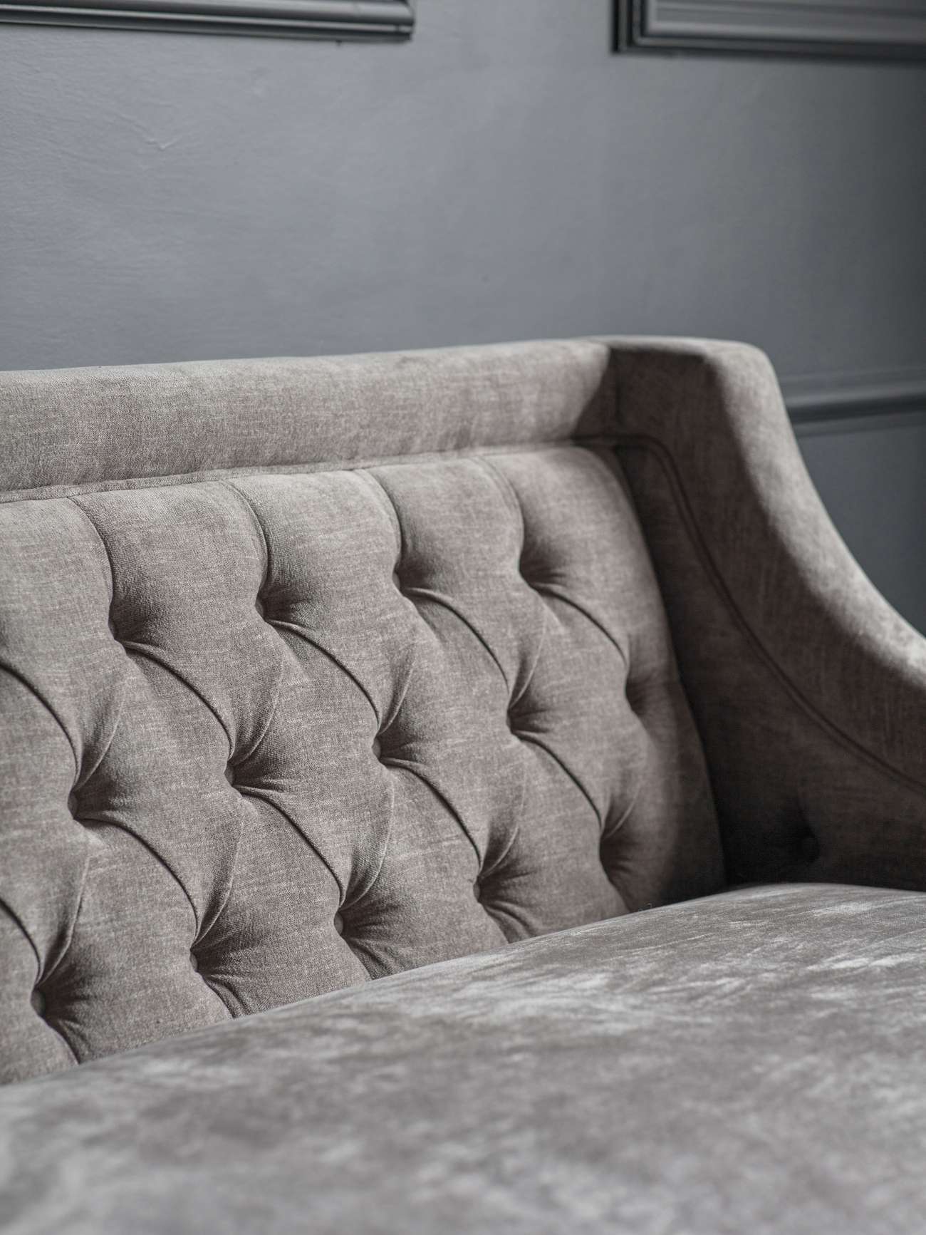 Winslow Buttoned Sofa — Warm Grey