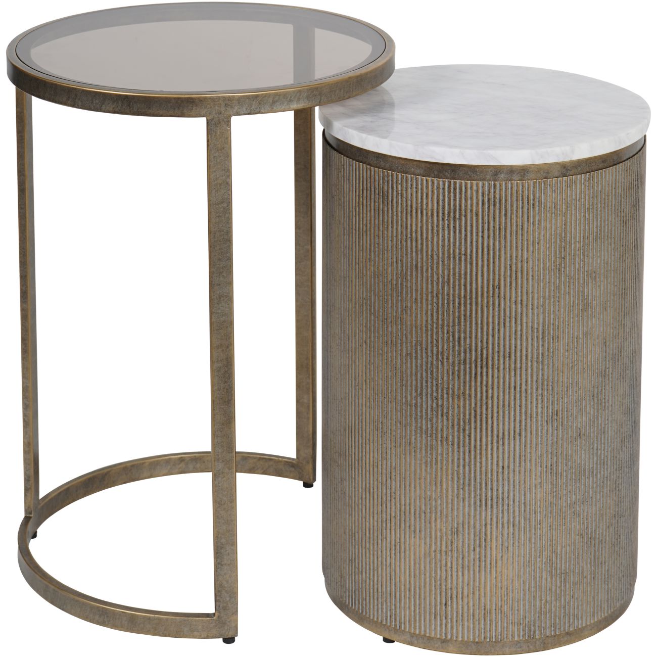 Larkspur Aged Gold Nesting Side Tables, Set of 2