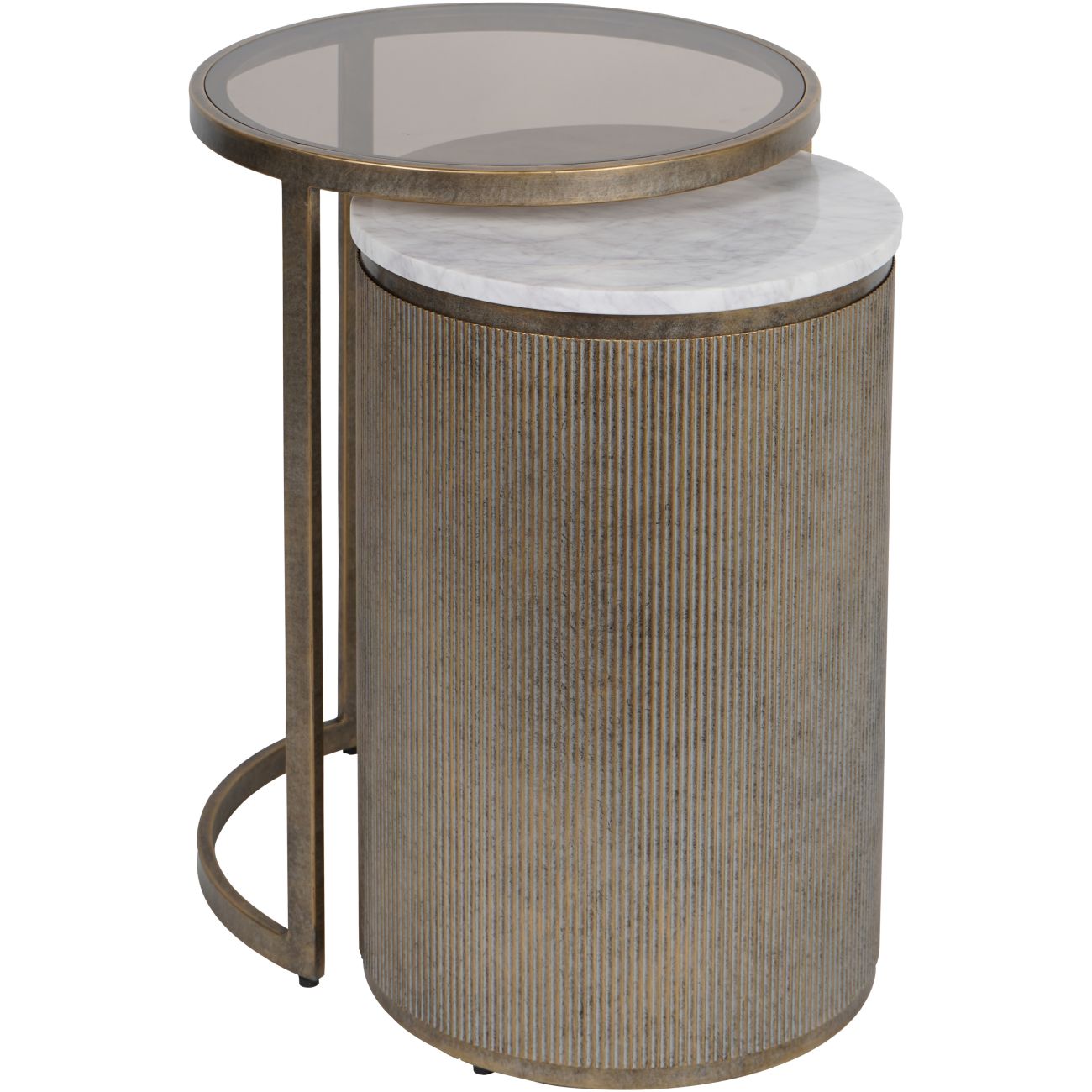 Larkspur Aged Gold Nesting Side Tables, Set of 2