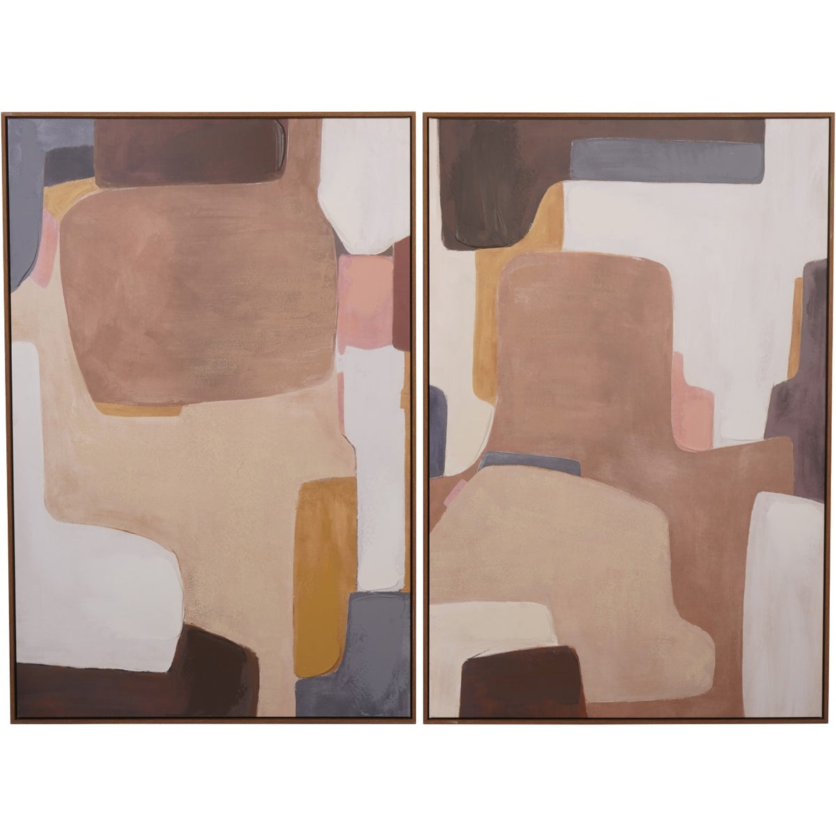 Hessa Abstract Framed Canvas, Set of 2 — 60x120cm