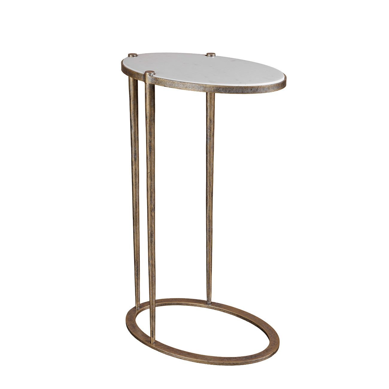 Perrin Oval Accent Table — White Banswara Marble