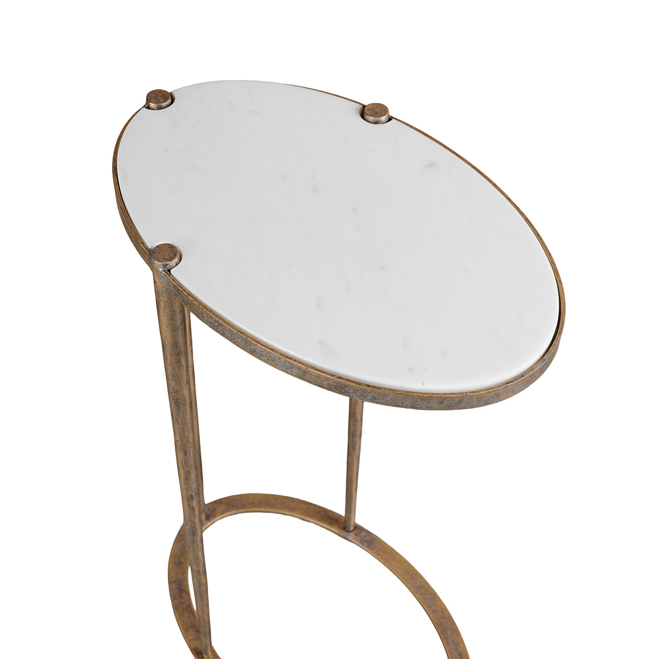 Perrin Oval Accent Table — White Banswara Marble