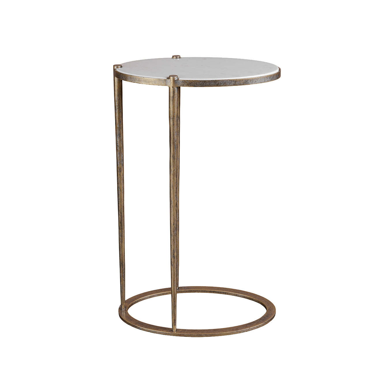 Perrin Oval Accent Table — White Banswara Marble