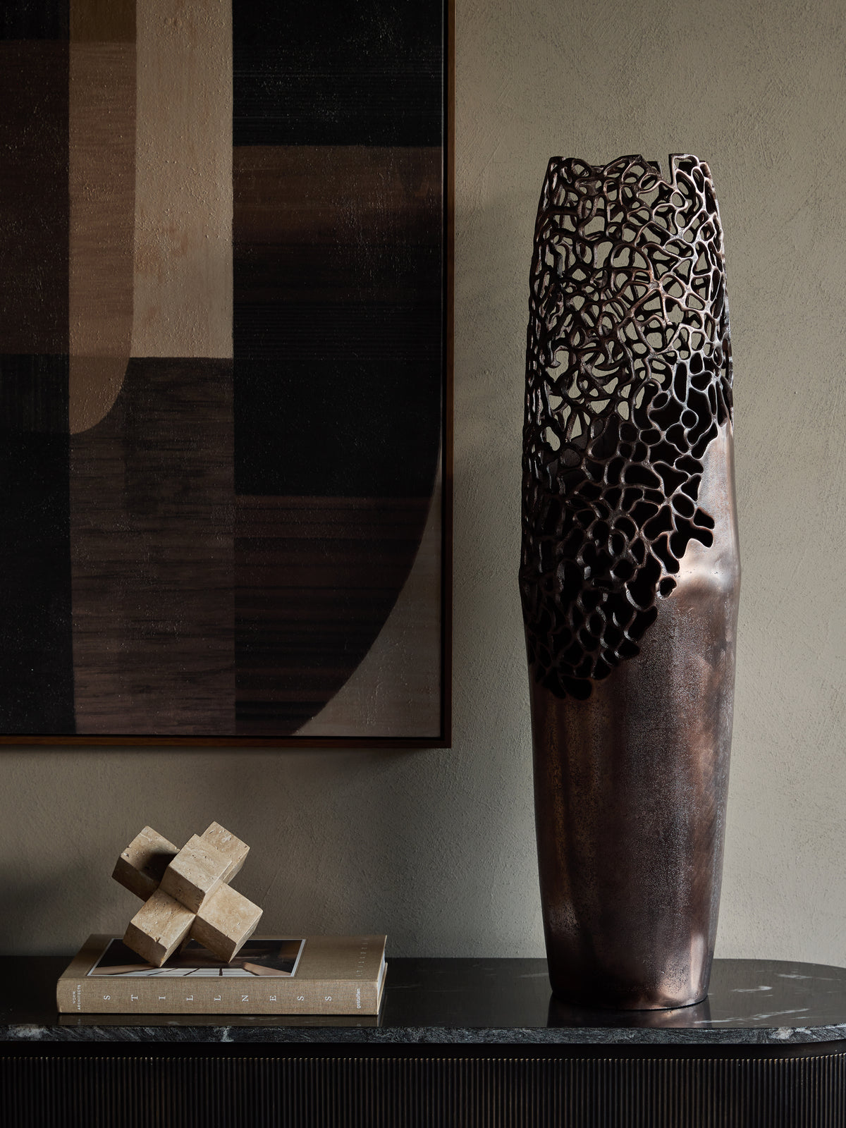 Cove Coral Bronze Vase — Large
