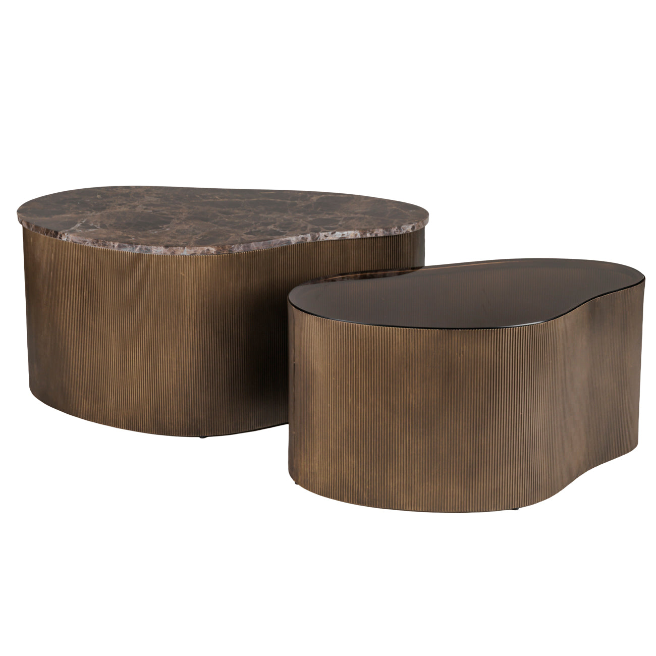 Halden Marble & Glass Coffee Tables, Set of 2