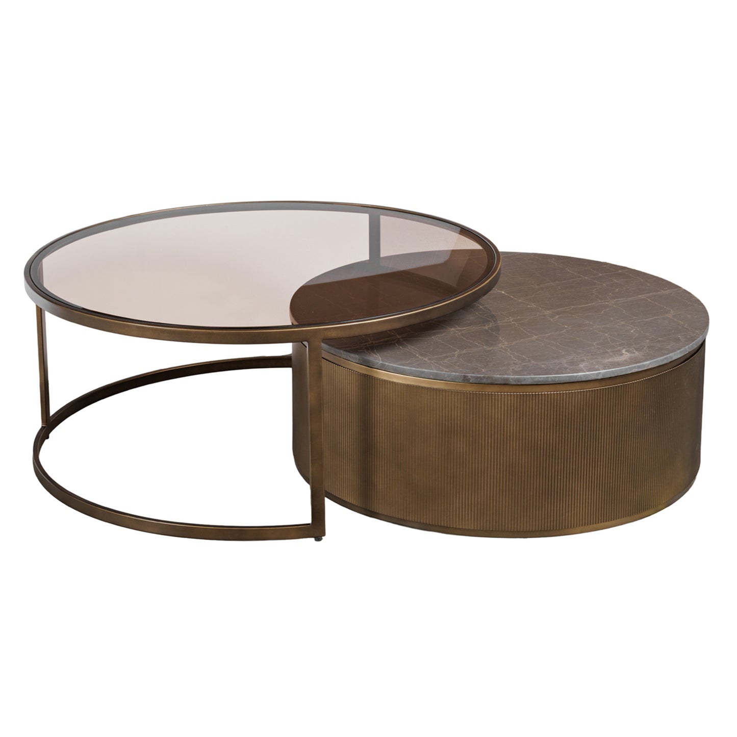 Aurelio Royal Gold Nesting Coffee Tables, Set of 2