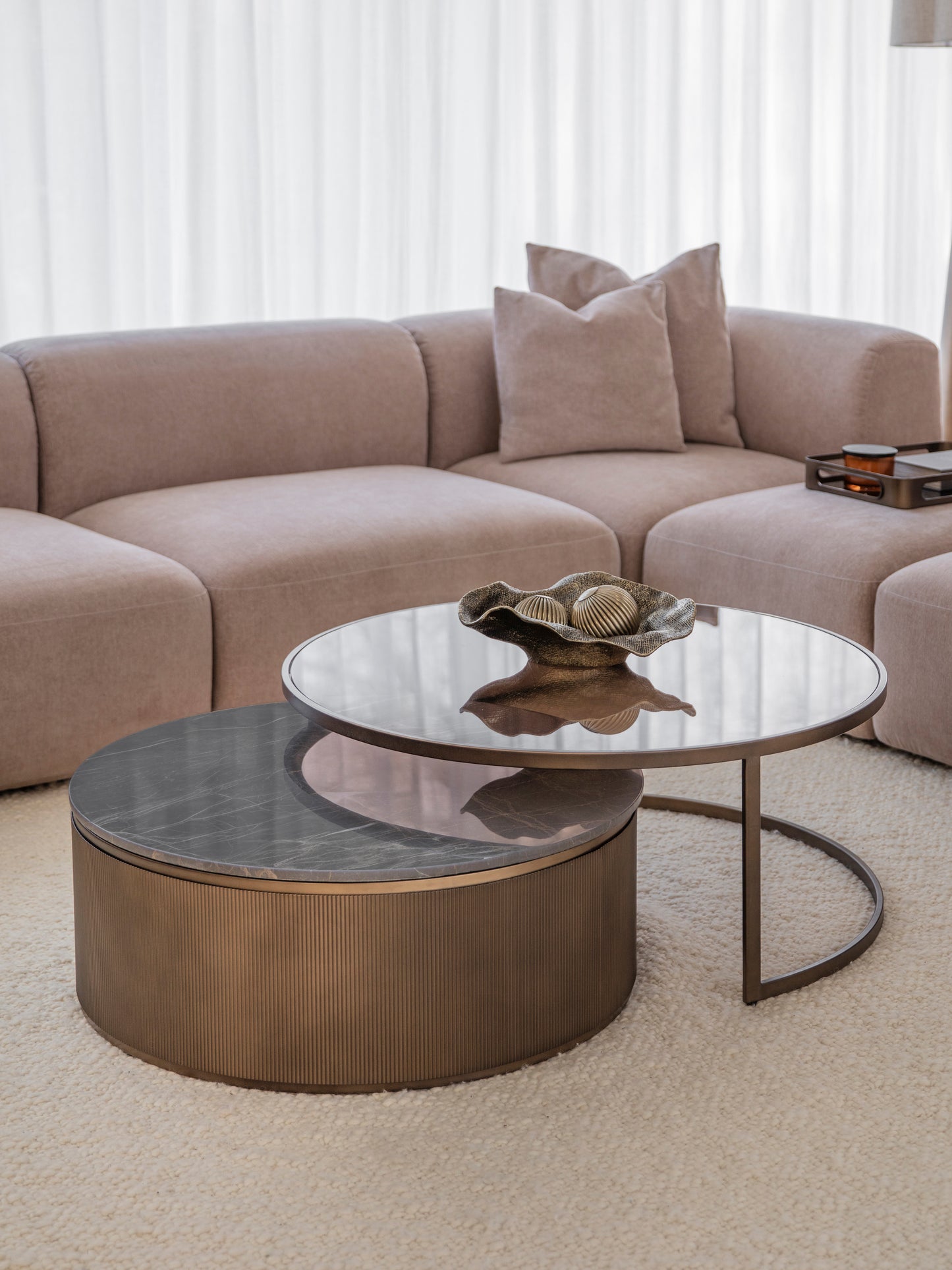 Aurelio Royal Gold Nesting Coffee Tables, Set of 2