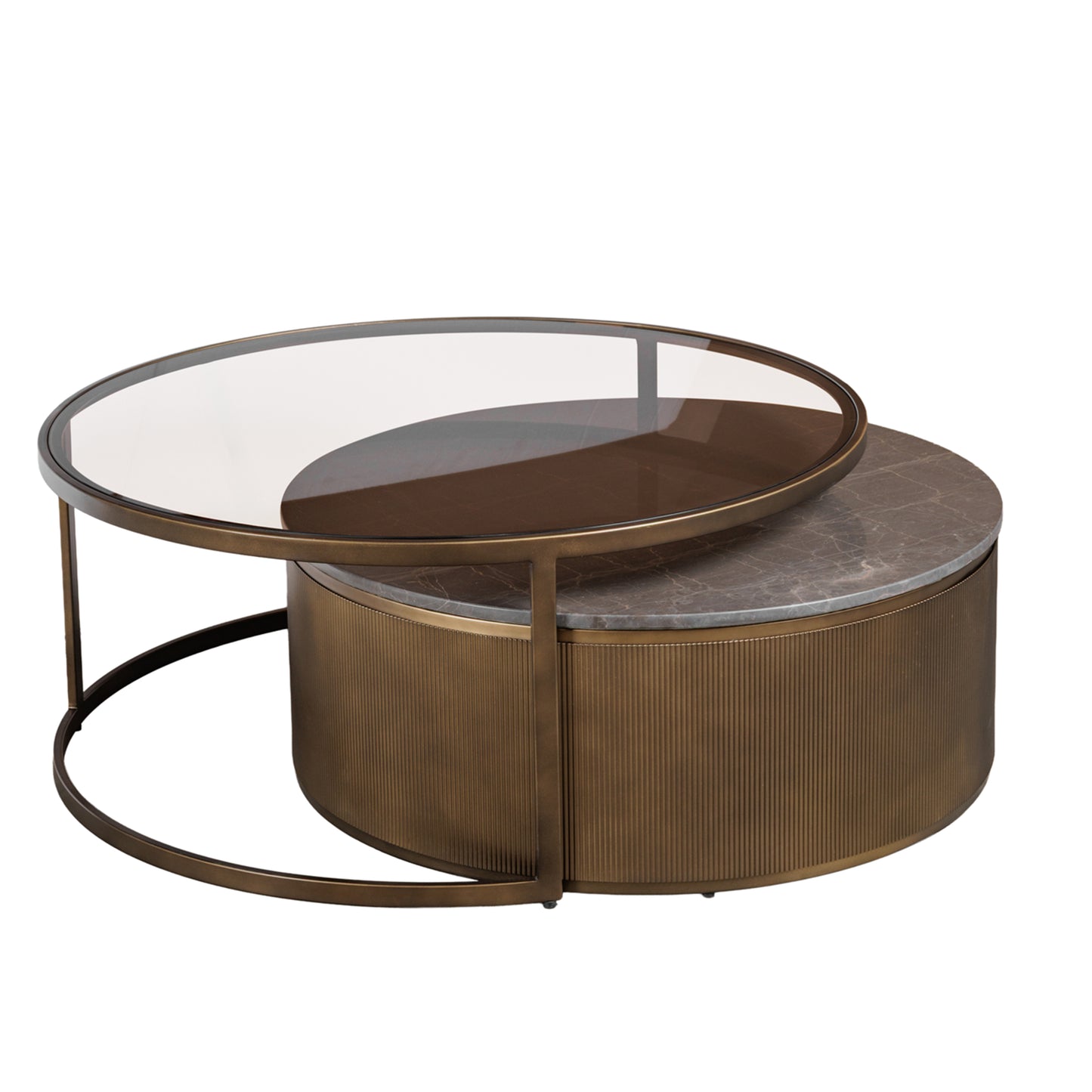 Aurelio Royal Gold Nesting Coffee Tables, Set of 2