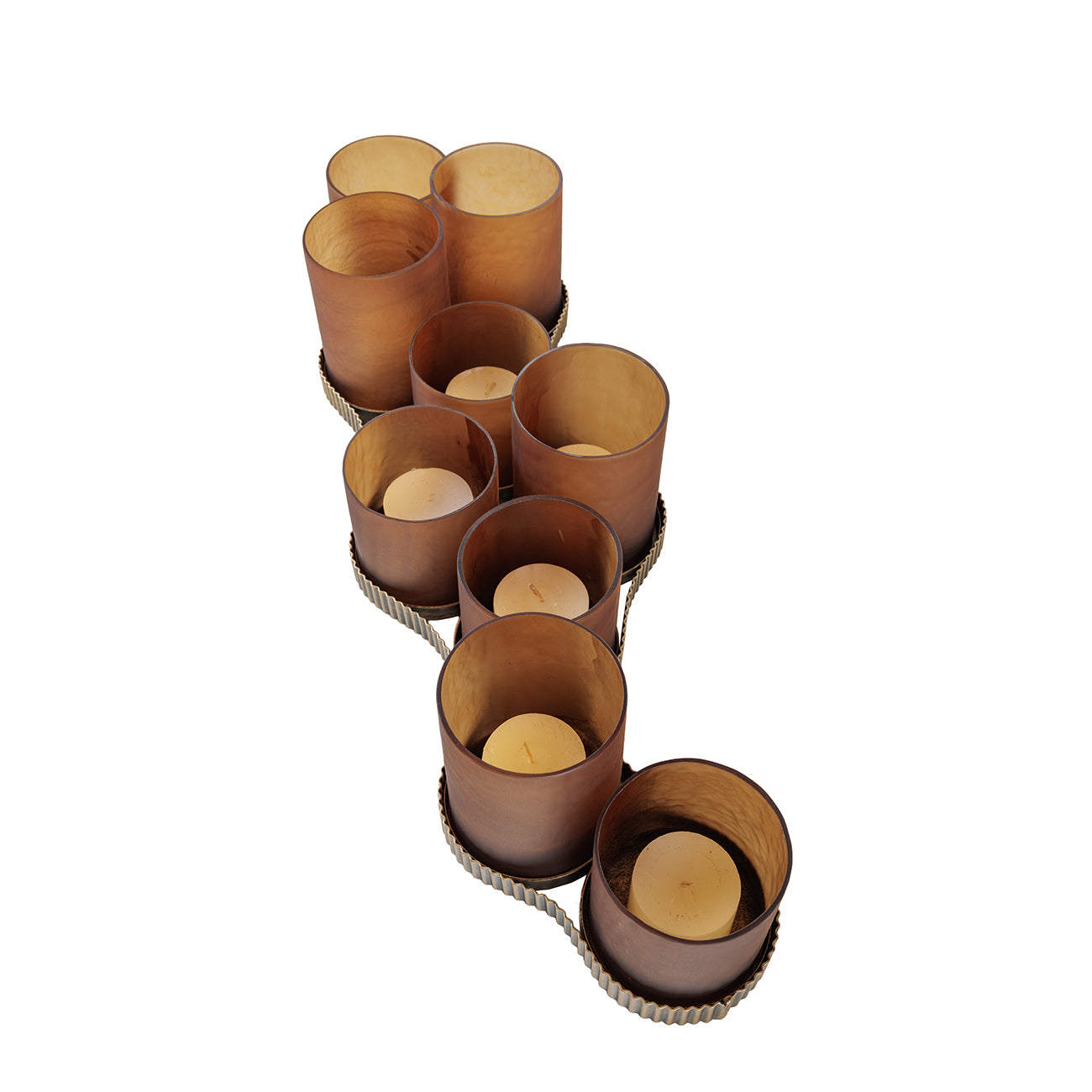 Aurelia Aged Gold 9-Light Ripple Candle Holder