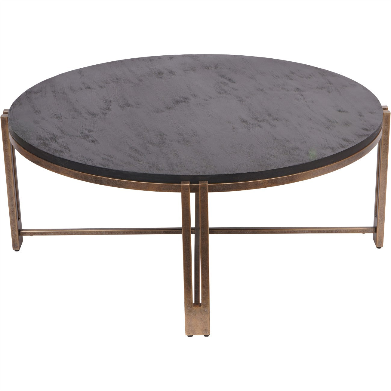 Brescia Sandblasted Wood & Champagne Round Coffee Table – 101cm