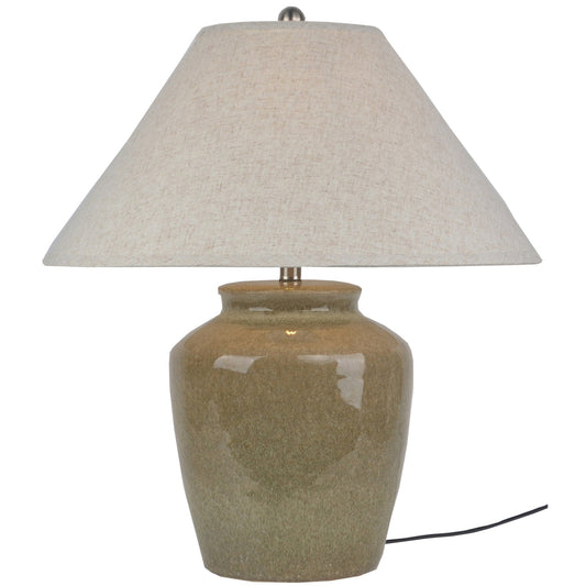 Capri Glazed Ceramic Table Lamp — Tapered Linen Shade