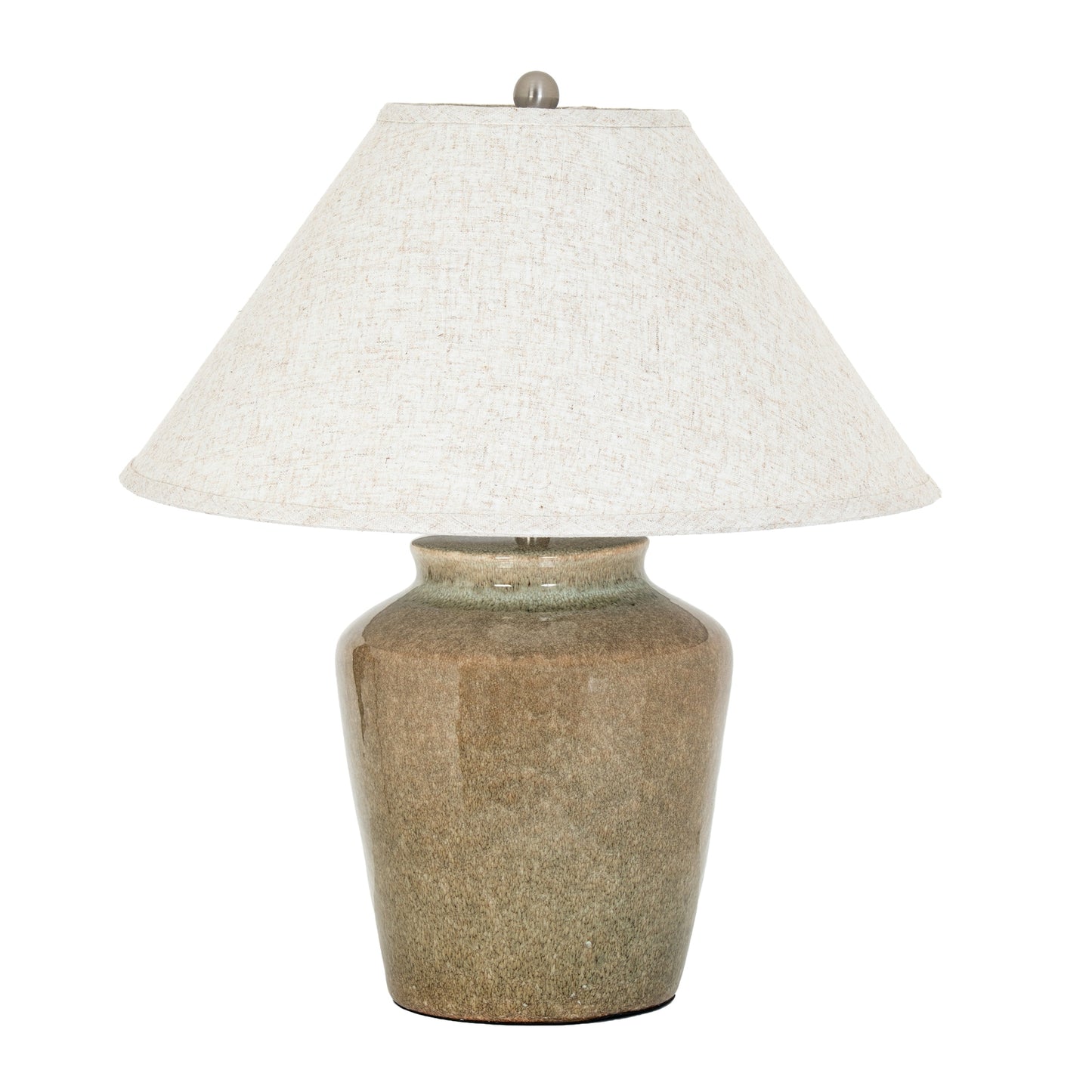 Capri Glazed Ceramic Table Lamp — Tapered Linen Shade