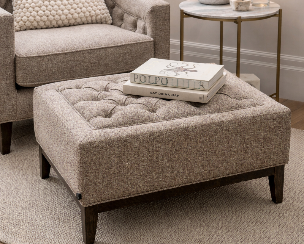Harrington Buttoned Upholstered Ottoman – Medium
