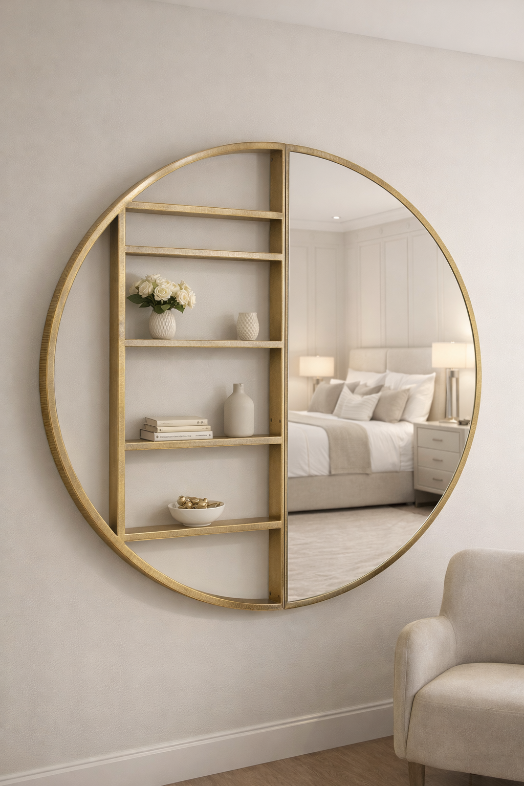 Aurelio Aged Gold Shelving Mirror – Large