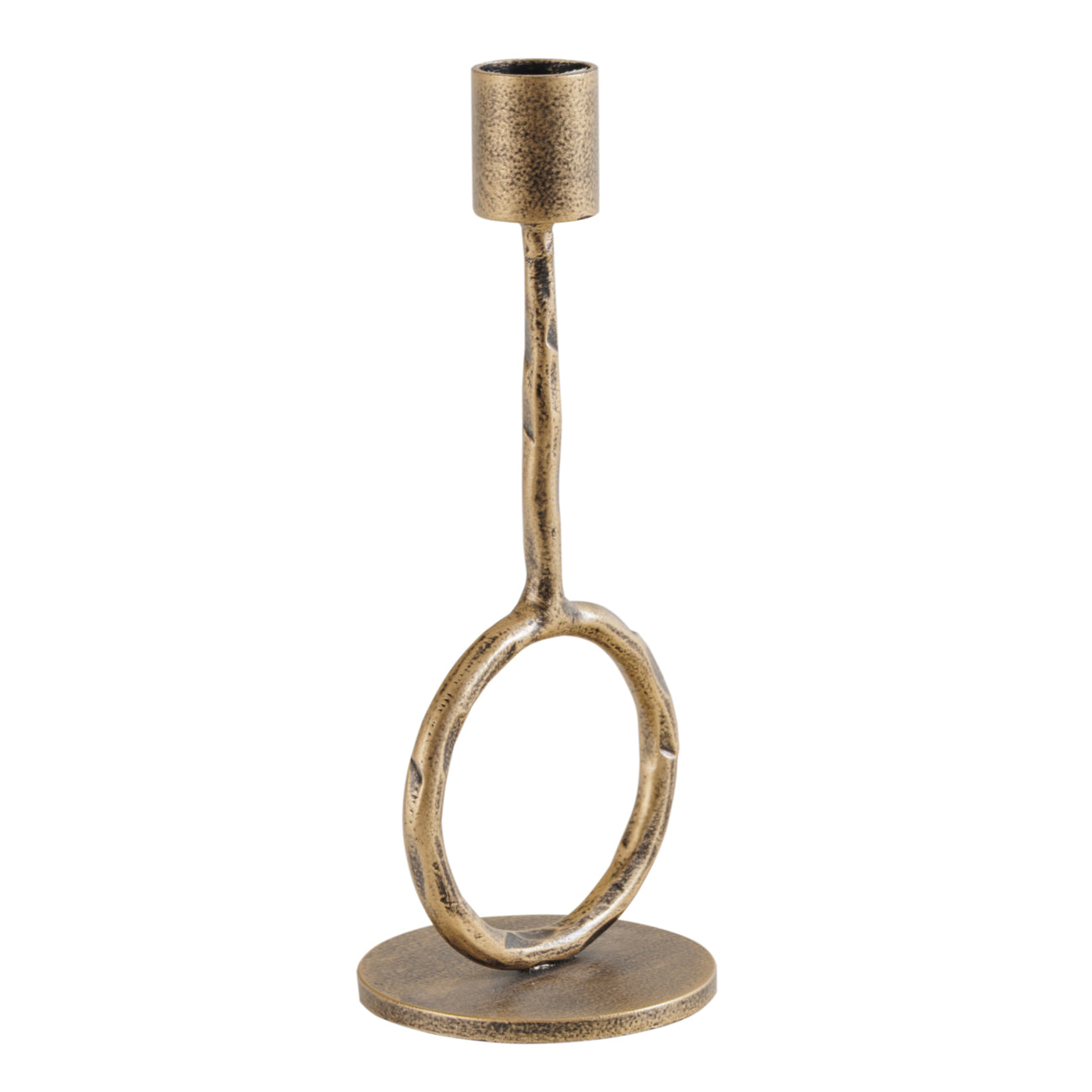 Elara Antique Gold Loop Candle Holder – Small