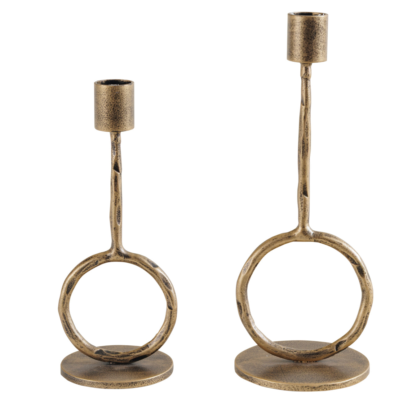 Elara Antique Gold Loop Candle Holder – Small