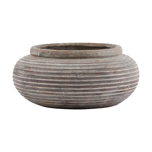 Lunara Textured Bowl Planter – Brown Clay