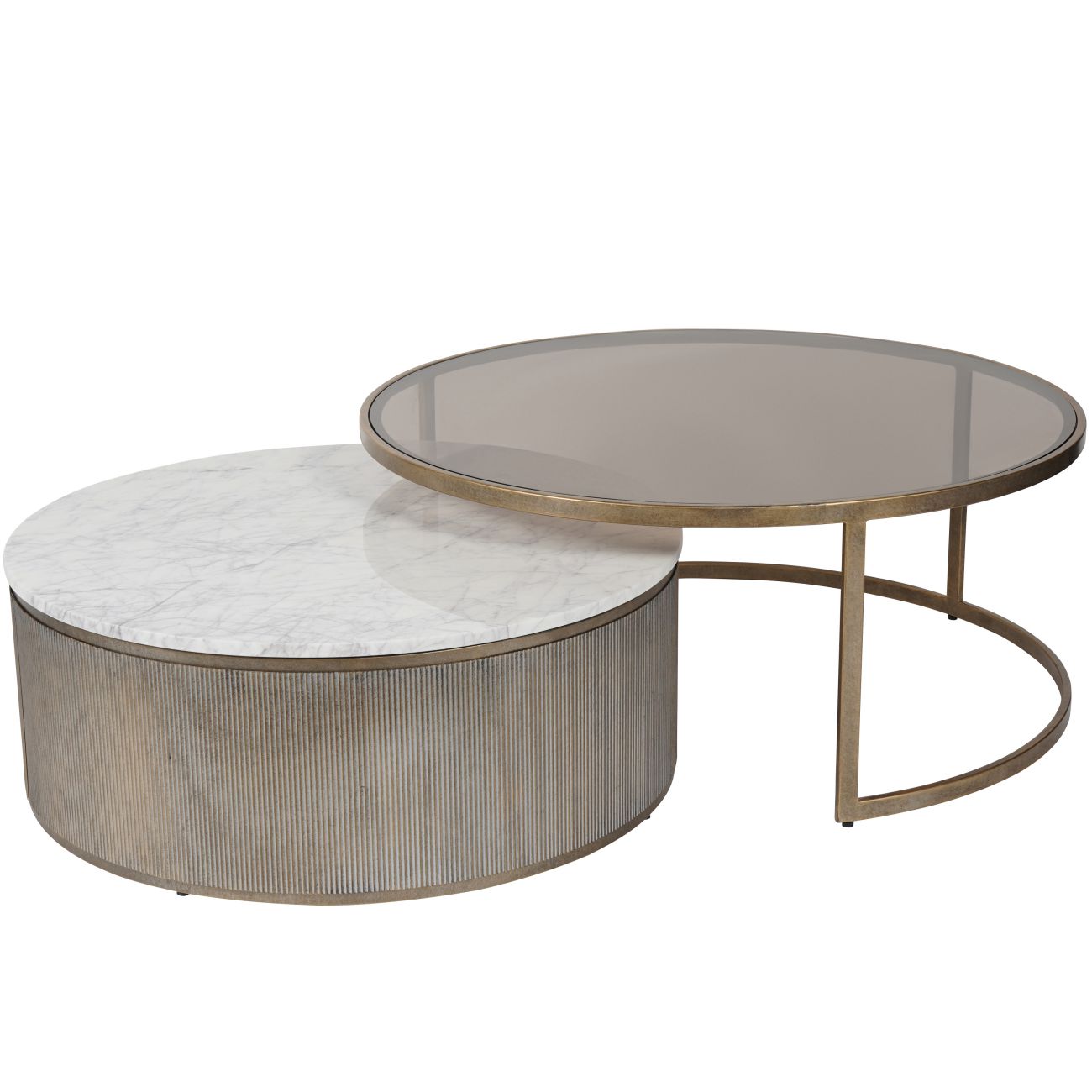 Lusanne Nesting Marble & Glass Coffee Tables – Set of 2