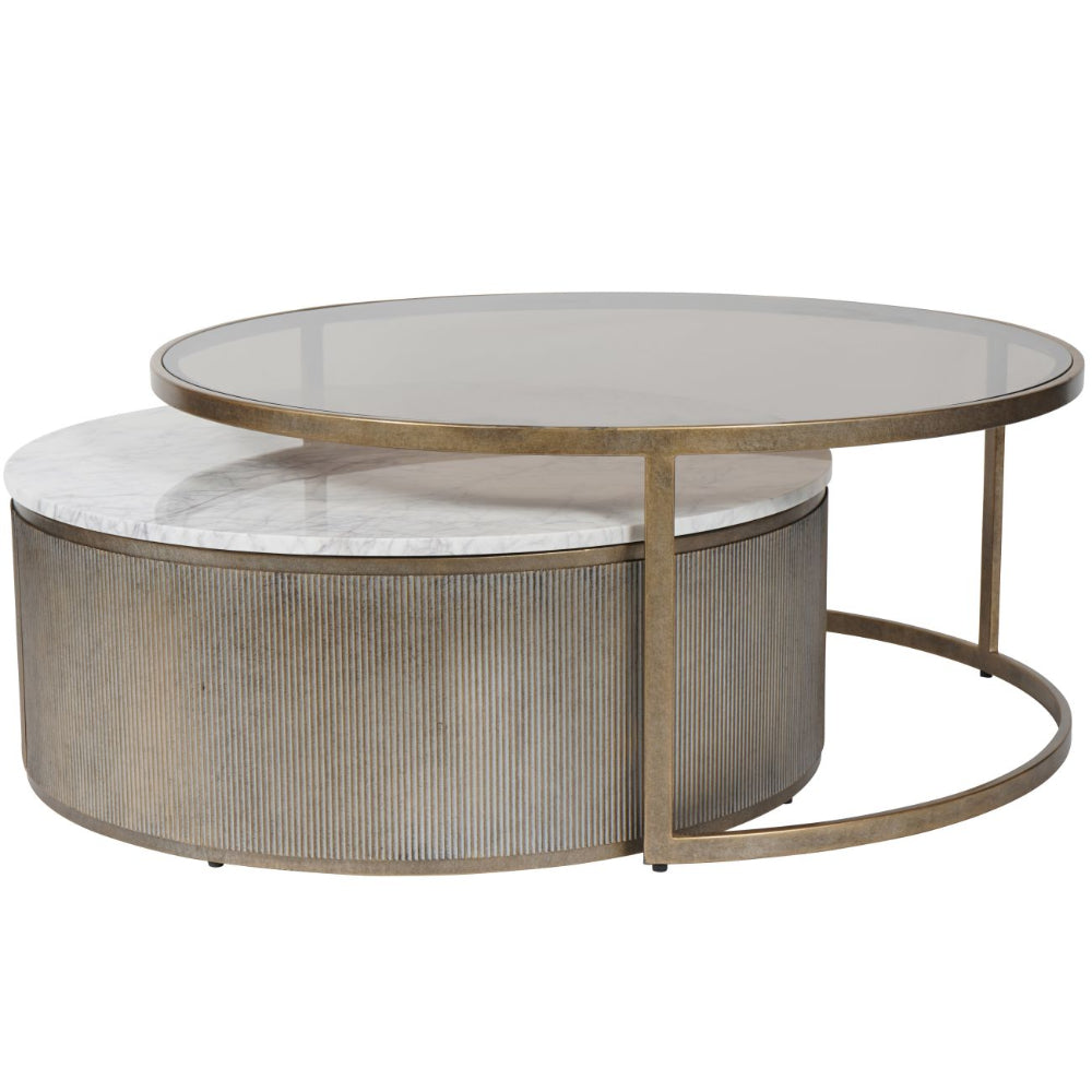 Lusanne Nesting Marble & Glass Coffee Tables – Set of 2