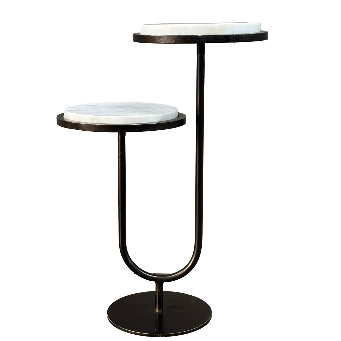 Orion White Duo Marble-Tier Accent Table