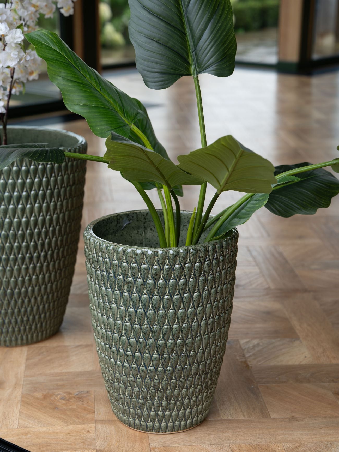 Selvara Reactive Glaze Planter – Deep Green