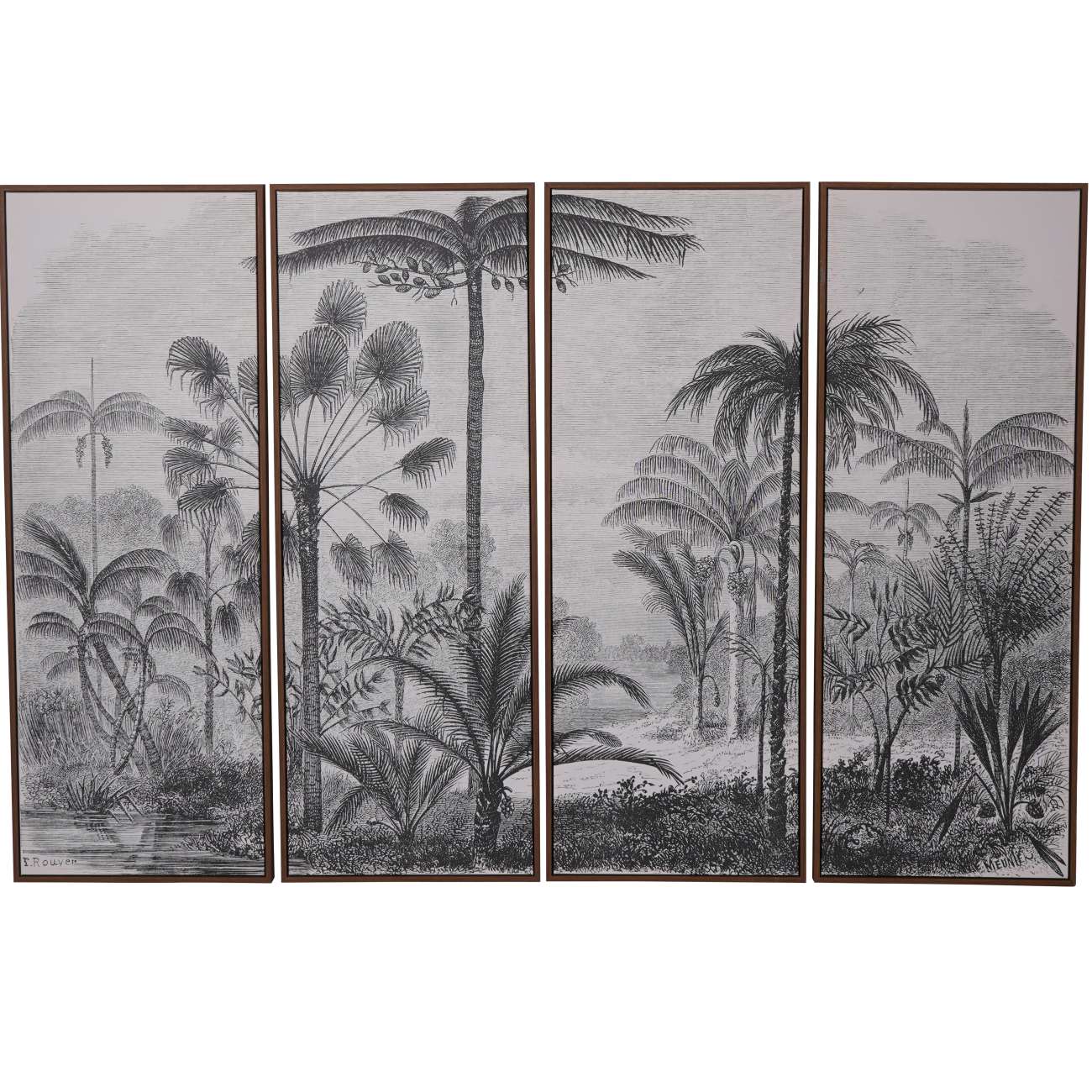 Sereno Palms – Monochrome Canvas Set (Set of 4)