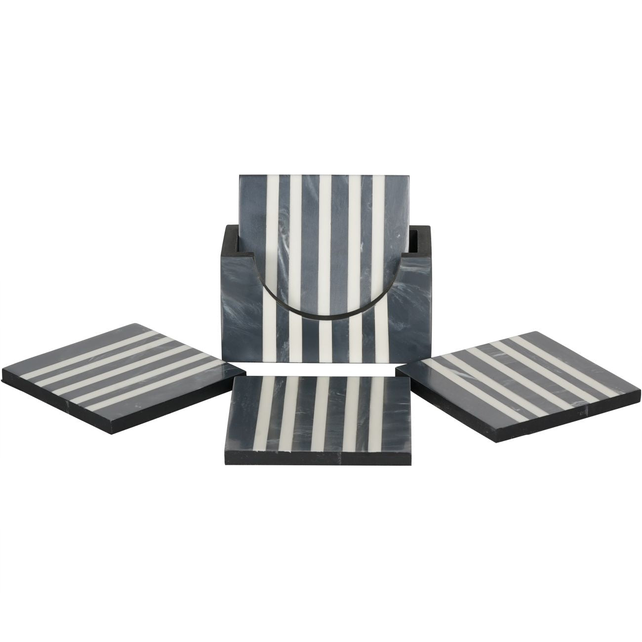 Sloane Grey Marble Stripe Coaster Set