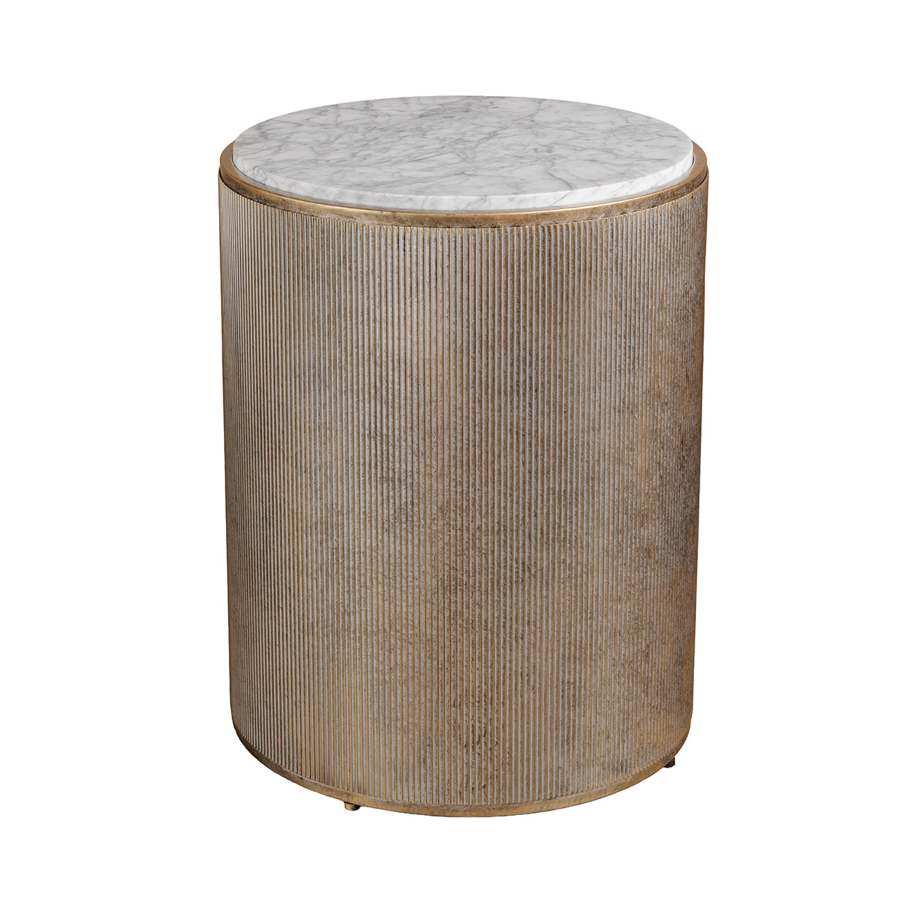Aurora Round Bedside Table — Marble & Champagne Gold