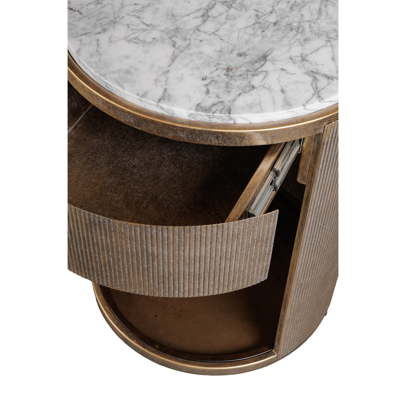 Aurora Round Bedside Table — Marble & Champagne Gold