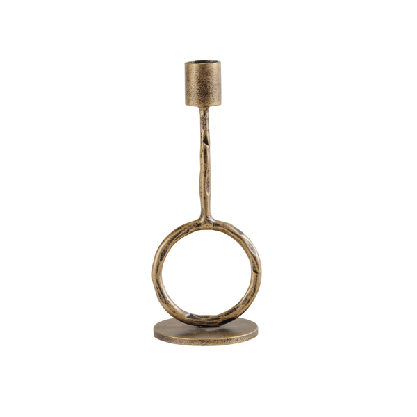 Elara Antique Gold Loop Candle Holder – Small