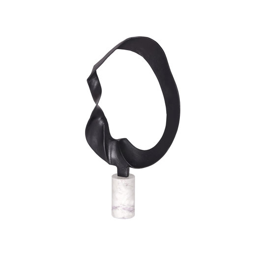 Astra Noir Loop Sculpture on Marble Base – Large