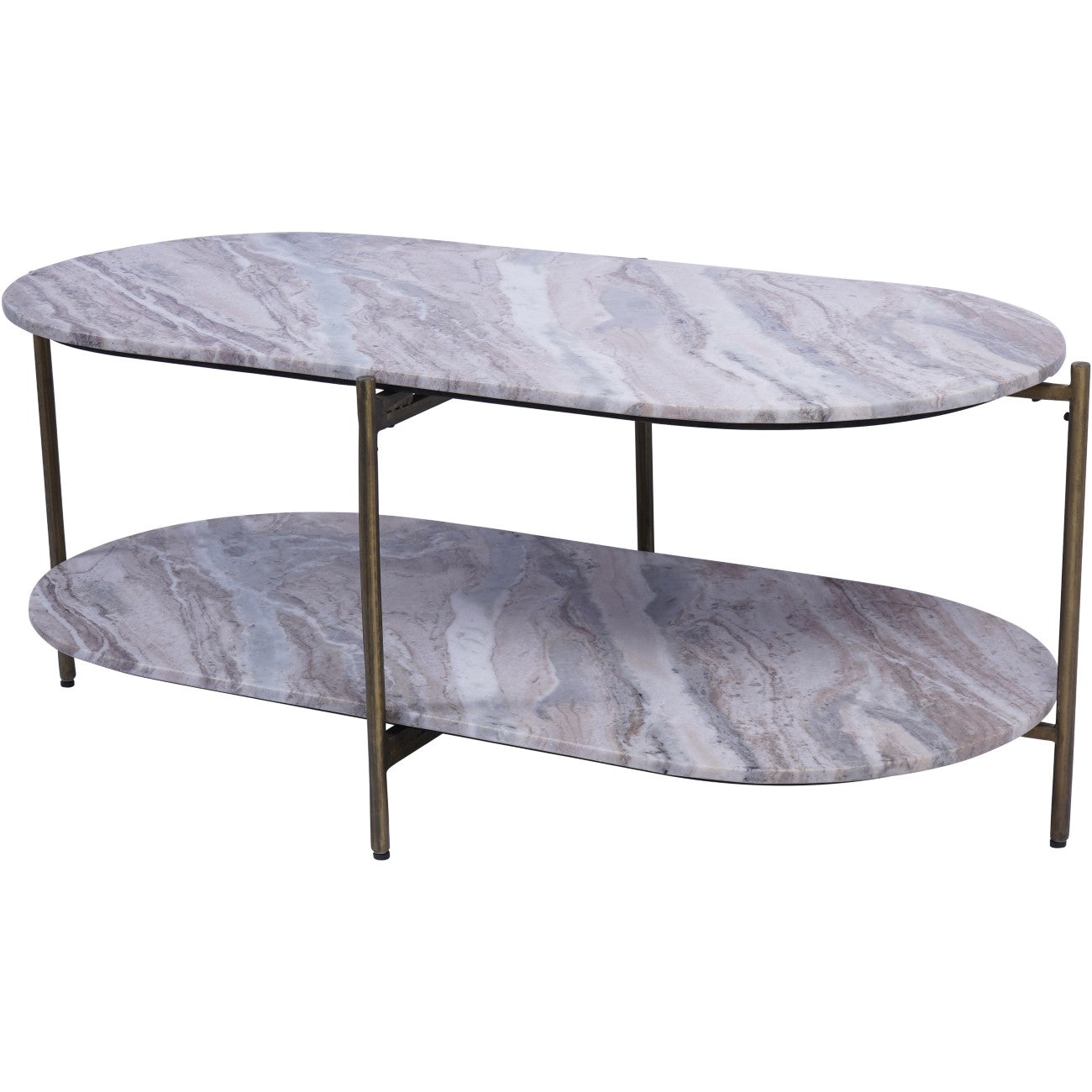 Verano Twin-Tier Marble Coffee Table – Grey & White