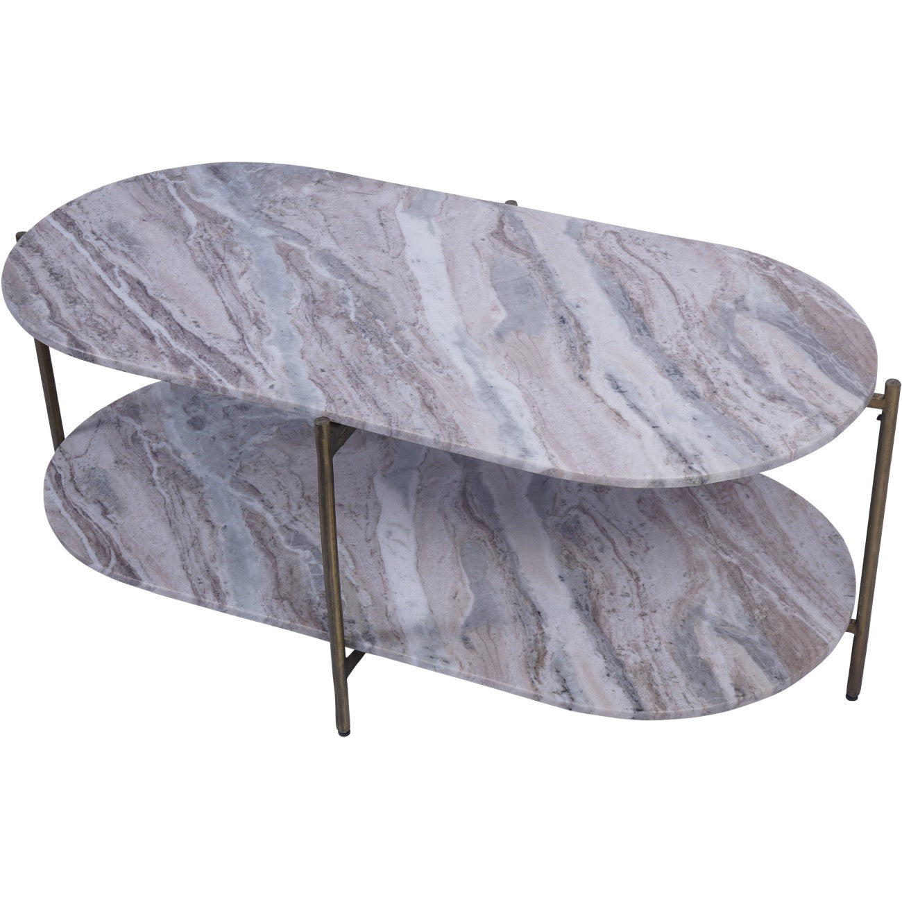 Verano Twin-Tier Marble Coffee Table – Grey & White