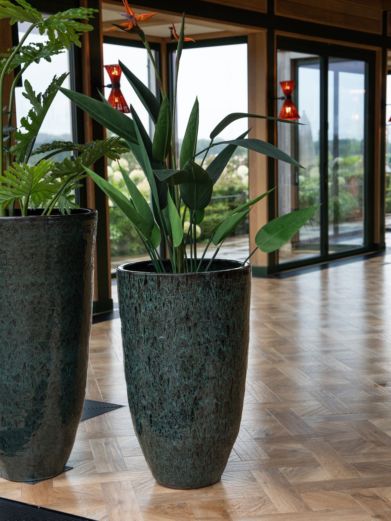 Verdara Tall Ceramic Planter – Emerald Glaze